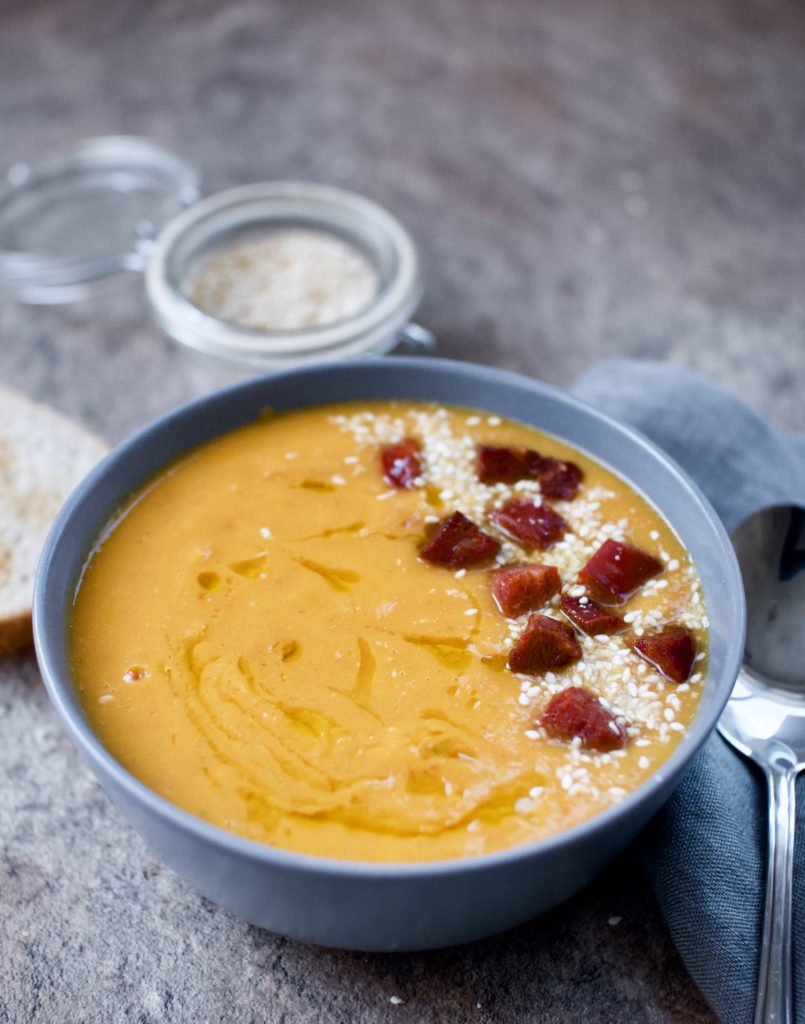 Sweet potato and chorizo soup - Polka Foodie